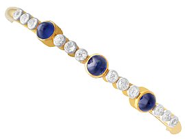 4.48ct Sapphire and 1.20ct Diamond 18ct Yellow Gold Bangle - Antique Victorian