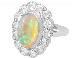 Opal and Diamond Cluster Ring 1930s