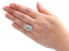 Opal and Diamond Cluster Ring Wearing