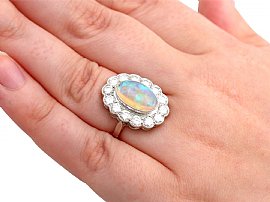 Wearing Antique Opal and Diamond Cluster Ring 