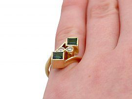 Gold Tourmaline Ring on Finger
