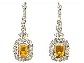 Antique Citrine and Diamond Earrings for Sale