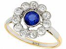 0.68ct Sapphire and 0.65ct Diamond, 18ct Yellow Gold Cluster Ring - Antique Circa 1930