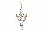 Natural Pearl and 0.33ct Diamond, 18ct Yellow Gold Pendant / Brooch - Antique Circa 1910