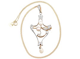 Natural Pearl and Diamond Pendant 