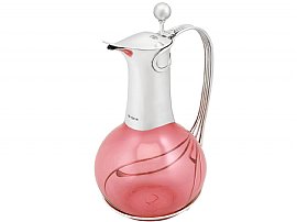 Cranberry Coloured Glass and Sterling Silver Claret Jug