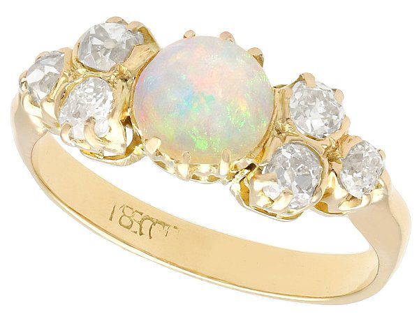 Antique Opal and diamond engagement ring
