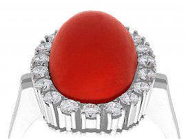 Vintage Red Coral and Diamond Ring
