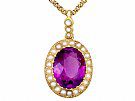 6.56 ct Amethyst and Pearl, 15 ct Yellow Gold Pendant - Antique Circa 1890