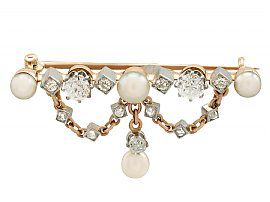Victorian Diamond and Pearl Brooch