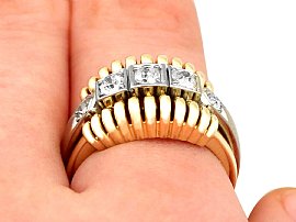 vintage yellow gold diamond ring on model