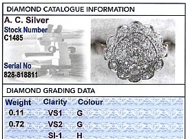 18ct Gold and Platinum Diamond Ring Grading Card