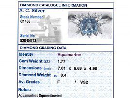 Vintage Aquamarine and Diamond Ring Card