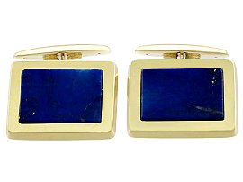 Lapis Lazuli and 14 ct Yellow Gold Cufflinks - Vintage Circa 1960