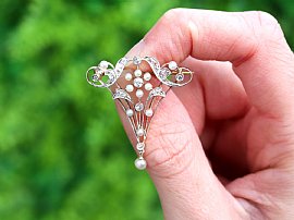 Victorian Pearl and Diamond Brooch Outside