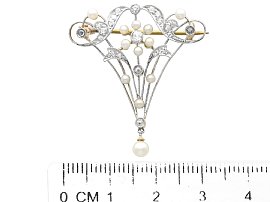 Victorian Pearl and Diamond Brooch Size