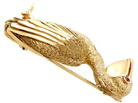 Vintage Gold Pelican Brooch UK