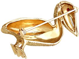 Vintage Gold Pelican Brooch