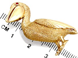 Vintage Gold Pelican Brooch Size