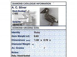 grading report card for ruby bird brooch