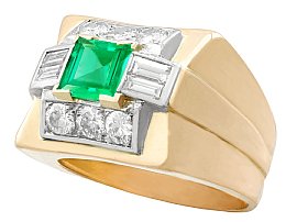 Vintage Emerald Gold Ring 3/4 view