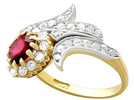 18ct Antique Ruby and Diamond Ring for Sale
