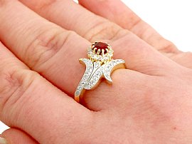 18ct Antique Ruby and Diamond Ring Wearing