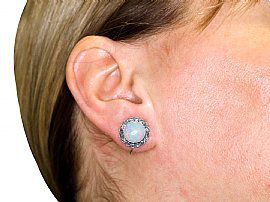 Antique Opal Earrings wearing view