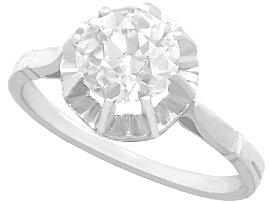 1.48ct Diamond and 18ct White Gold Solitaire Ring - Antique French Circa 1920