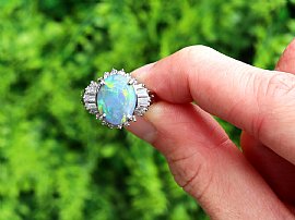 Platinum Opal and Diamond Cluster Ring outside 