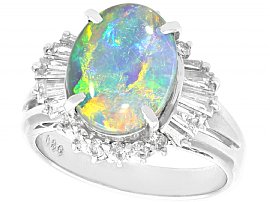 Opal and Diamond Cluster Ring in Platinum
