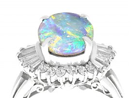Platinum Opal and Diamond Cluster Ring