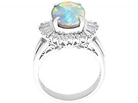 Opal and Diamond Cluster Ring in Platinum Side View