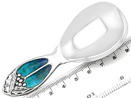 Antique Silver and Enamel Tea Caddy Spoon with Ruler