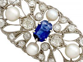 Pearl and Sapphire Brooch