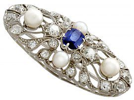 Pearl and Sapphire Brooch