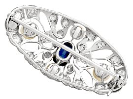 Pearl and Sapphire Brooch with Diamonds Reverse