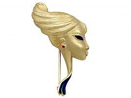 Vintage Gold Ladies Face Brooch for Sale