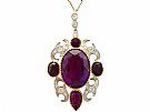 21.60ct Amethyst and 076ct Diamond, 9ct Yellow Gold Pendant - Antique Victorian