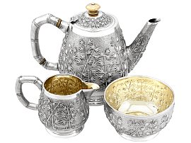 Indian Silver Three Piece Tea Service - Antique Circa 1895
