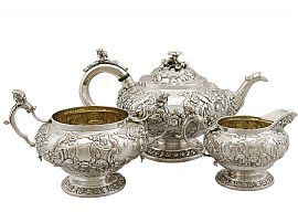 Scottish Sterling Silver Three Piece Tea Service - Antique George IV