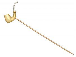 Gold Pipe Pin Brooch