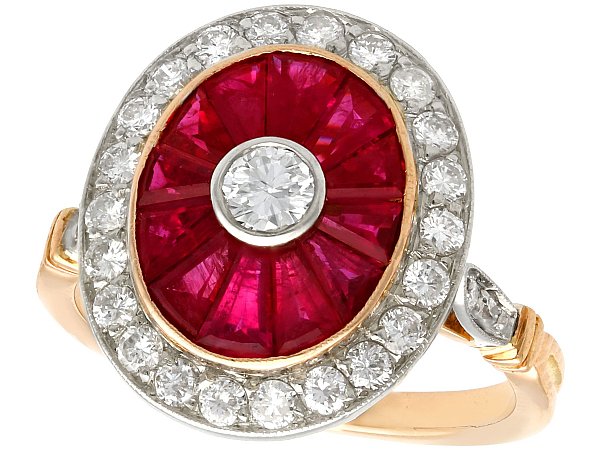 French Diamond and Ruby Ballerina Ring