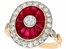 1.30ct Ruby and 0.90ct Diamond, 18ct Yellow Gold Dress Ring - Vintage Circa 1980