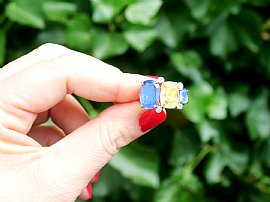 Yellow Blue Sapphire Cocktail Ring