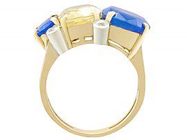 Side View Blue and Yellow Sapphire Cocktail Ring