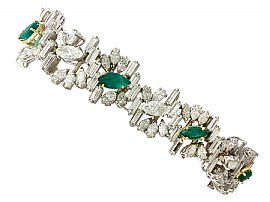 4.63ct Emerald and 16.27ct Diamond, Platinum and 18ct Gold Bracelet - Vintage Circa 1970