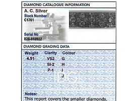 1920's diamond and platinum bracelet grading data 