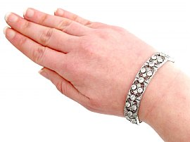 French diamond and platinum bracelet wearing 