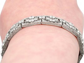 French 1920s Diamond and platinum bracelet wearing 